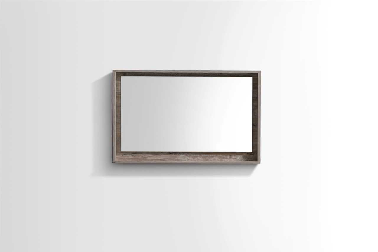 Bosco 40″ Framed Mirror With Shelve – Nature Wood Finish