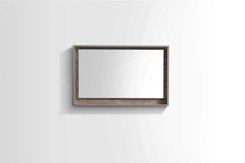 Bosco 40″ Framed Mirror With Shelve – Nature Wood Finish