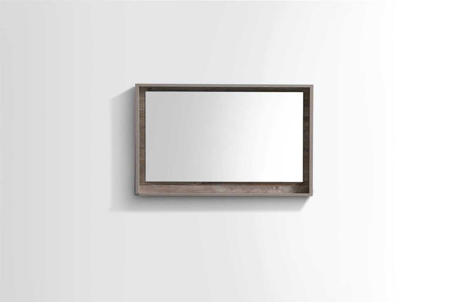 Bosco 40″ Framed Mirror With Shelve – Nature Wood Finish