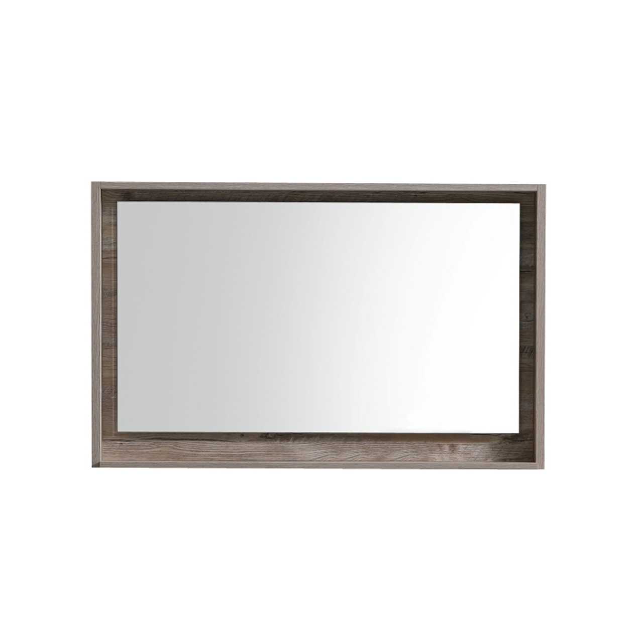 Bosco 40″ Framed Mirror With Shelve – Nature Wood Finish