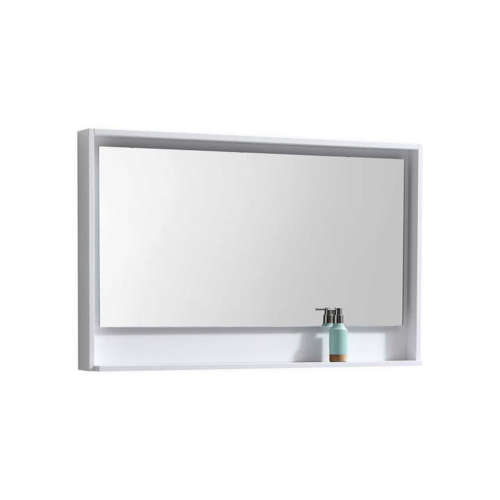 Bosco 48″ Framed Mirror With Shelve – Gloss White Finish