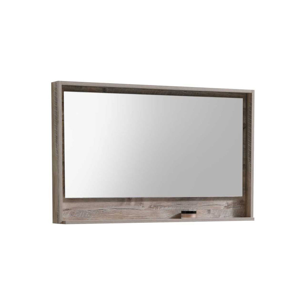 Bosco 48″ Framed Mirror With Shelve – Nature Wood Finish