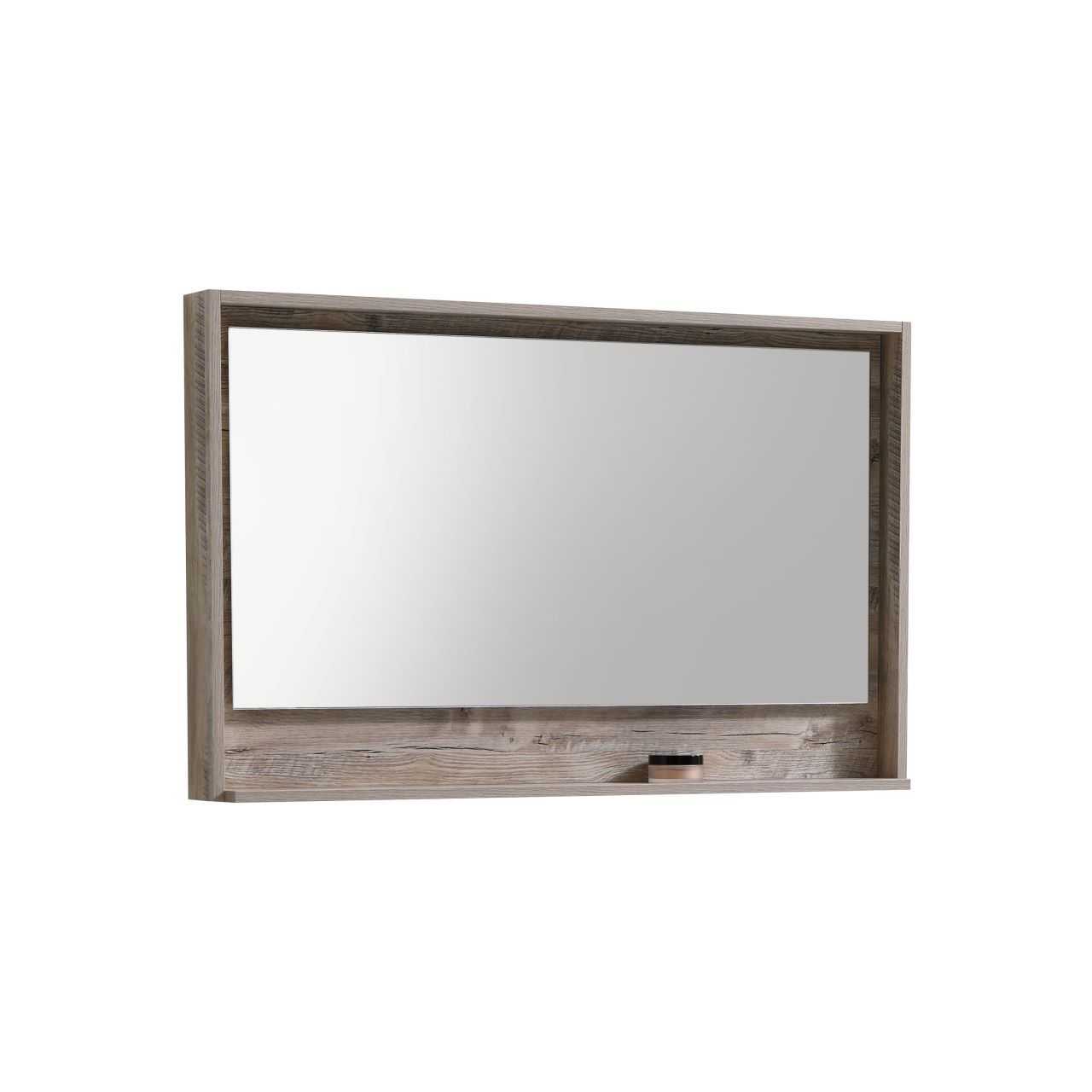 Bosco 48″ Framed Mirror With Shelve – Nature Wood Finish