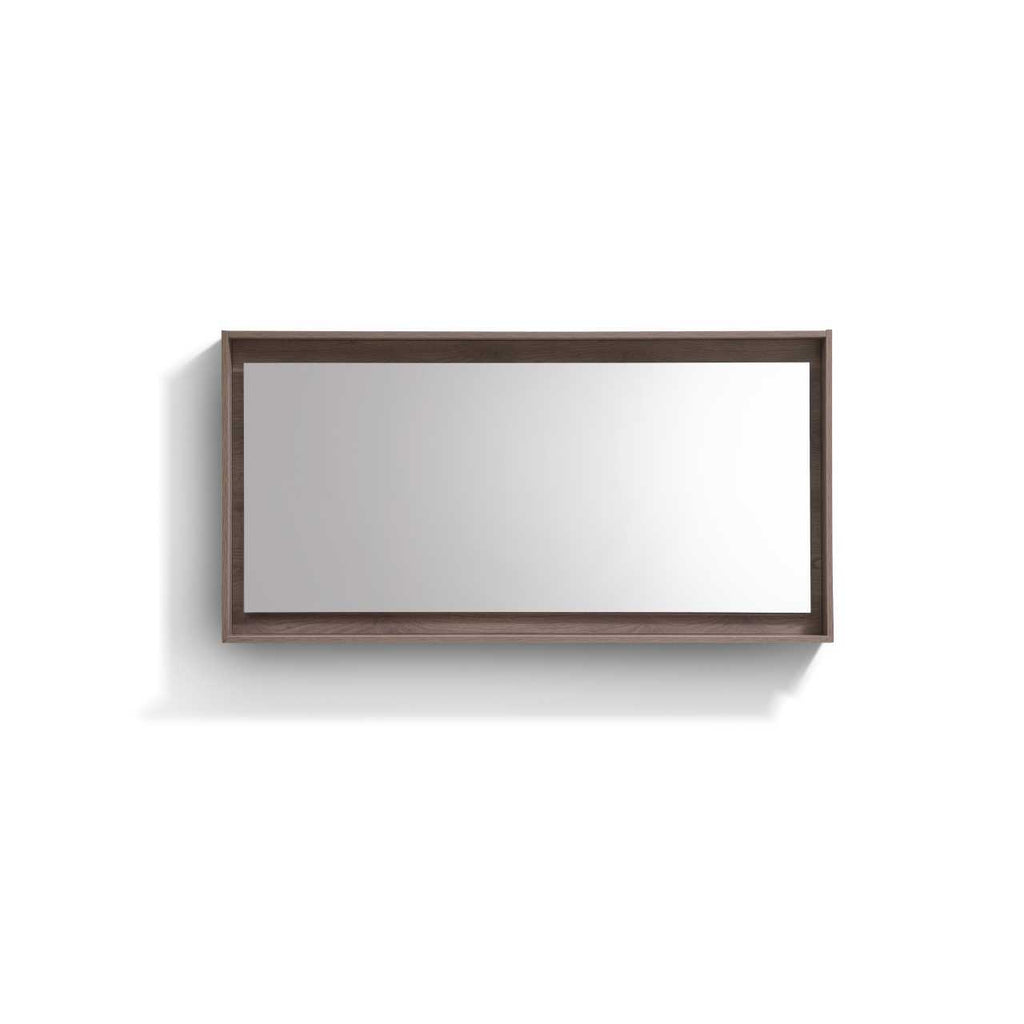 Bosco 60″ Framed Mirror With Shelve – Butternut Finish