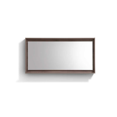 Bosco 60″ Framed Mirror With Shelve – Butternut Finish