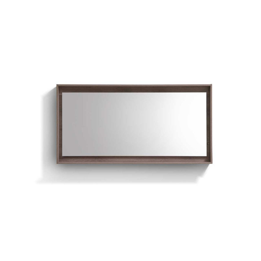 Bosco 60″ Framed Mirror With Shelve – Butternut Finish