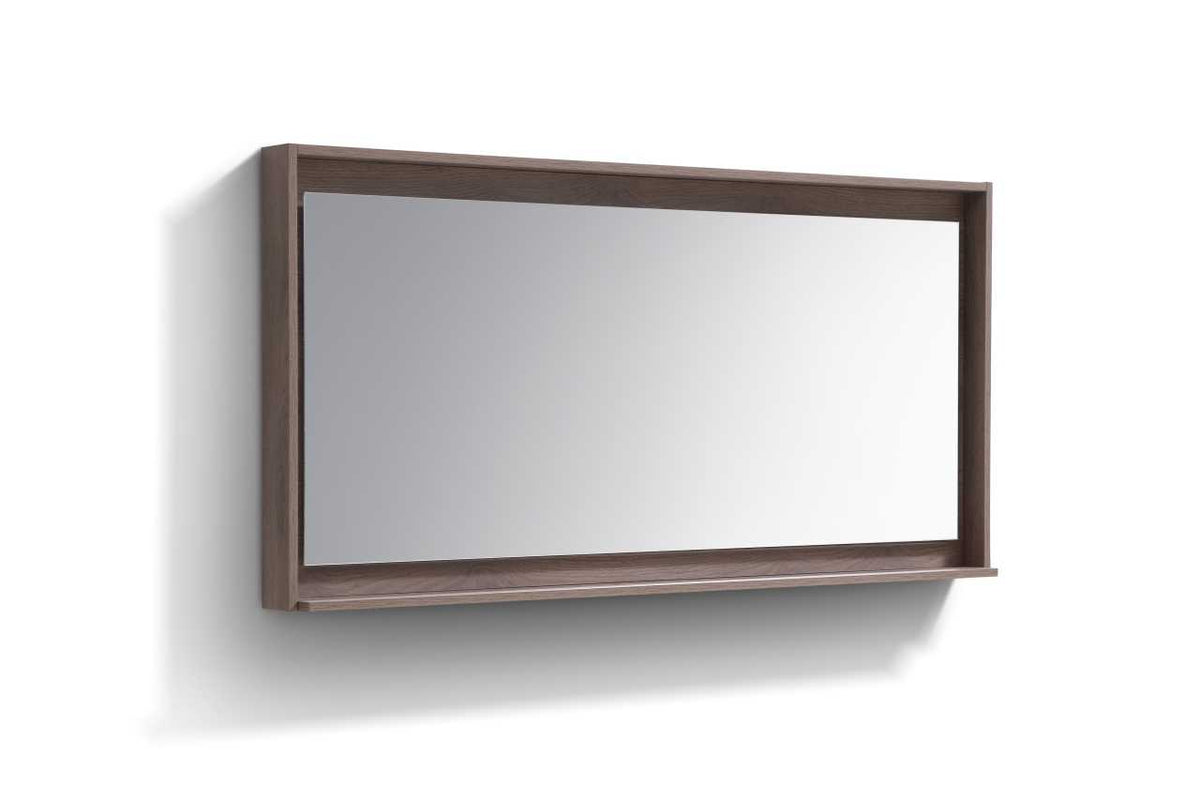 Bosco 60″ Framed Mirror With Shelve – Butternut Finish
