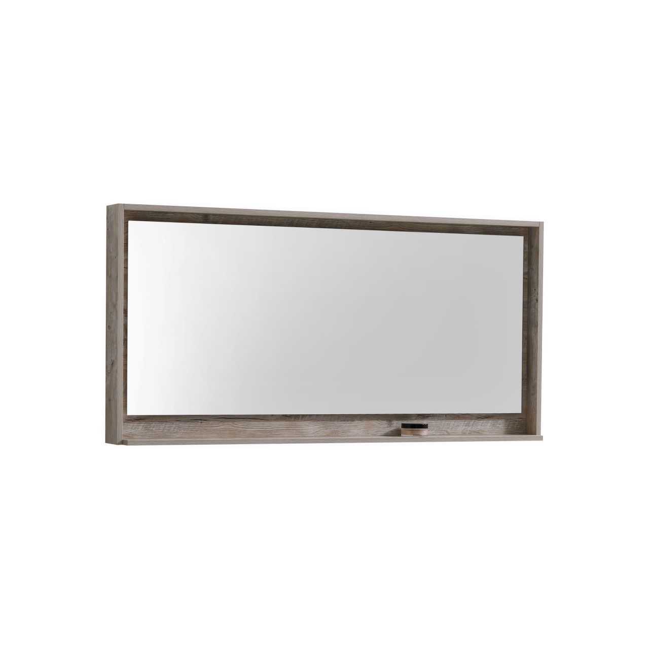 Bosco 60″ Framed Mirror With Shelve – Nature Wood Finish