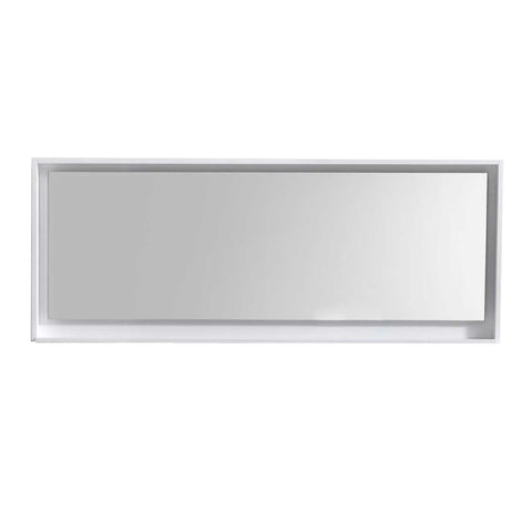 Bliss 70″ Framed Mirror With Shelve – Gloss White Finish