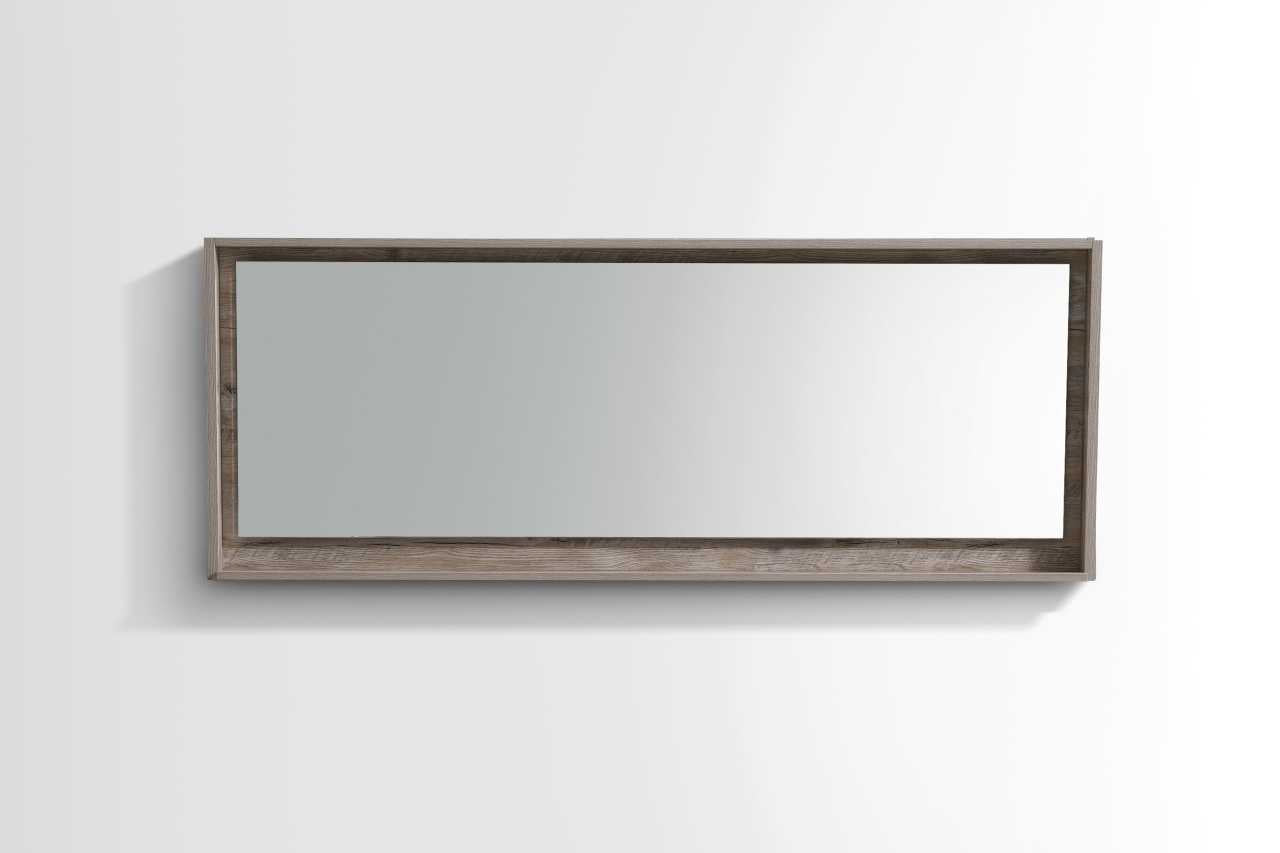 Bliss 70″ Framed Mirror With Shelve – Nature Wood Finish