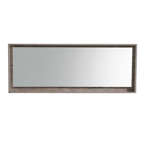 Bliss 70″ Framed Mirror With Shelve – Nature Wood Finish