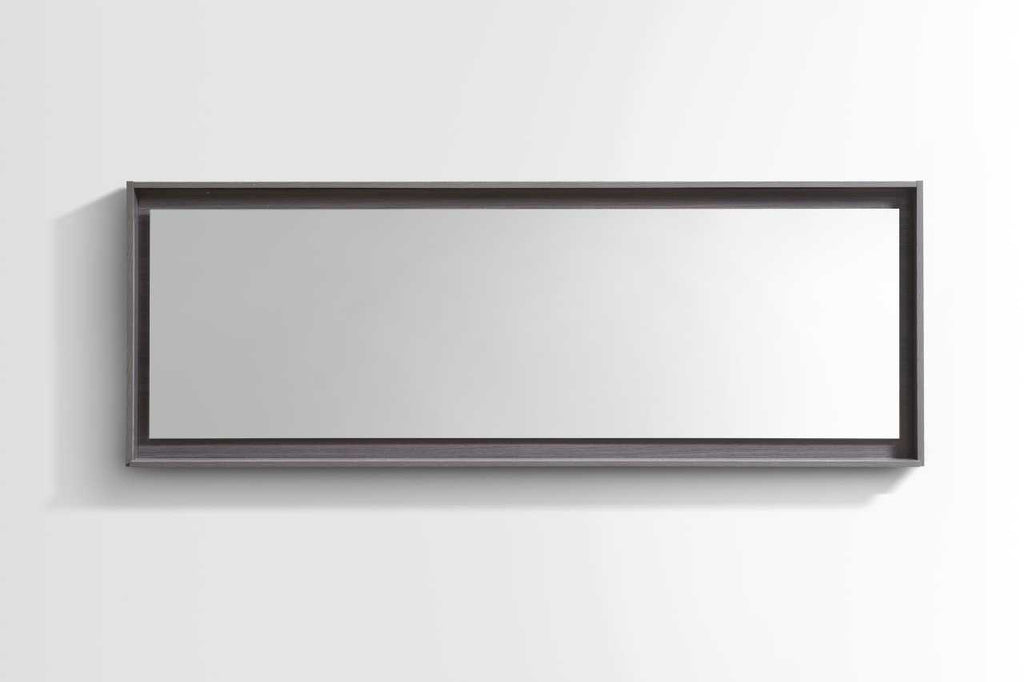 Bliss 80″ Framed Mirror With Shelve – Gray Oak Finish