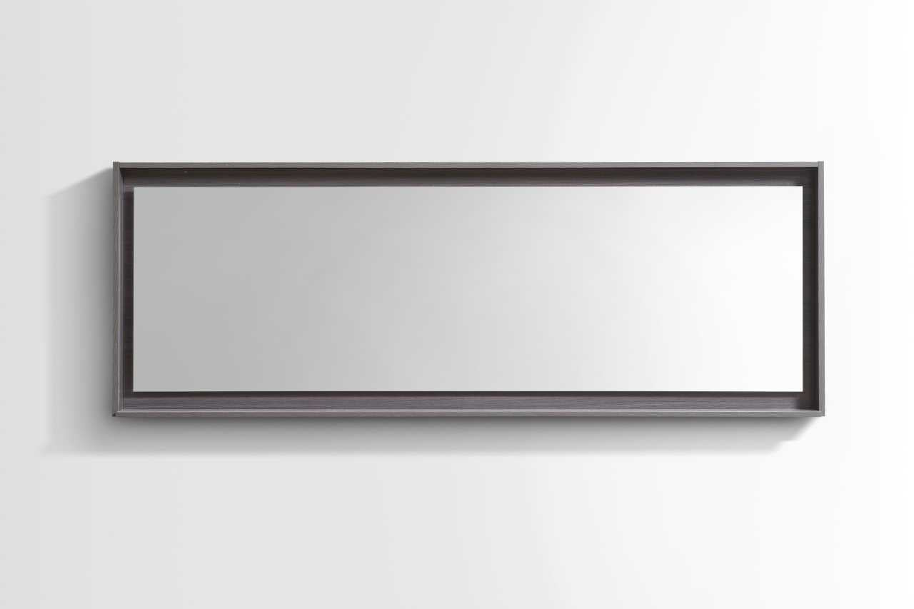 Bliss 80″ Framed Mirror With Shelve – Gray Oak Finish