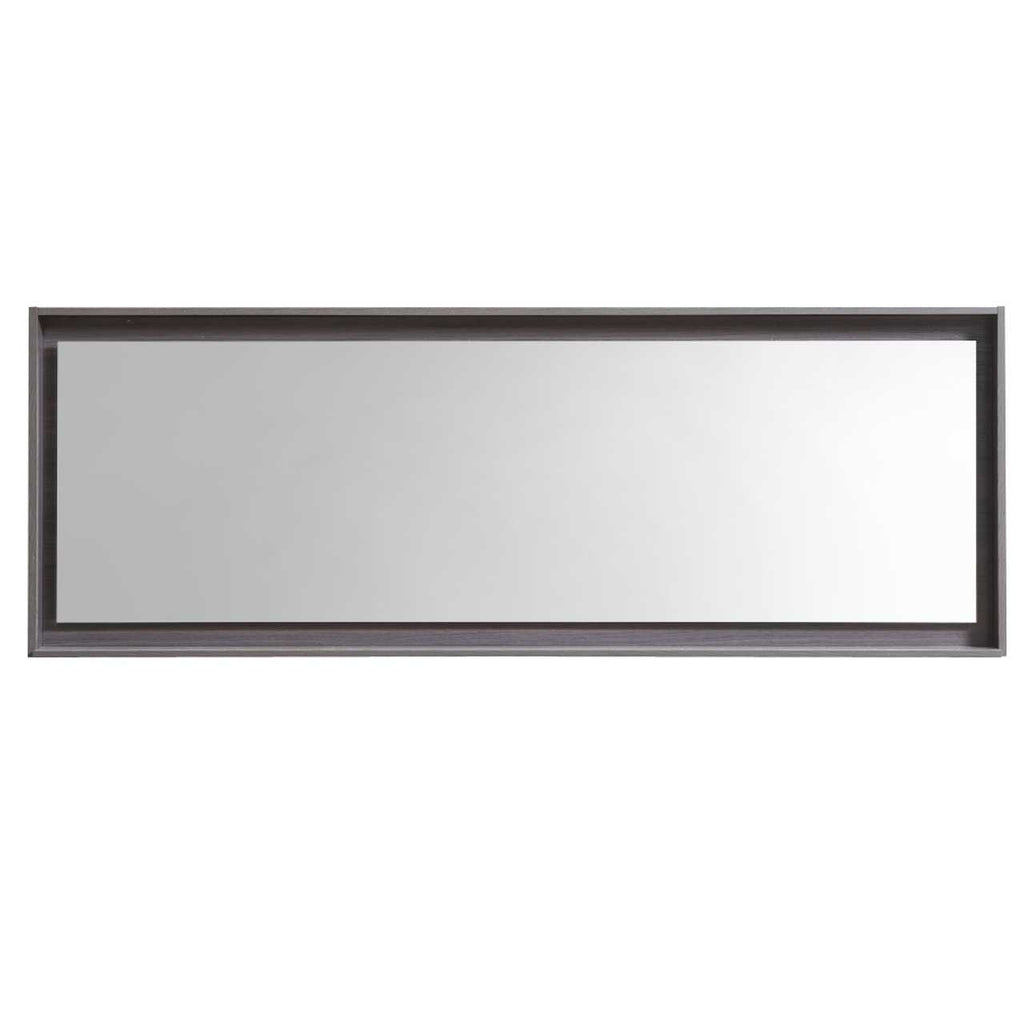 Bliss 80″ Framed Mirror With Shelve – Gray Oak Finish
