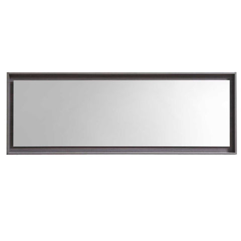 Bliss 80″ Framed Mirror With Shelve – Gray Oak Finish