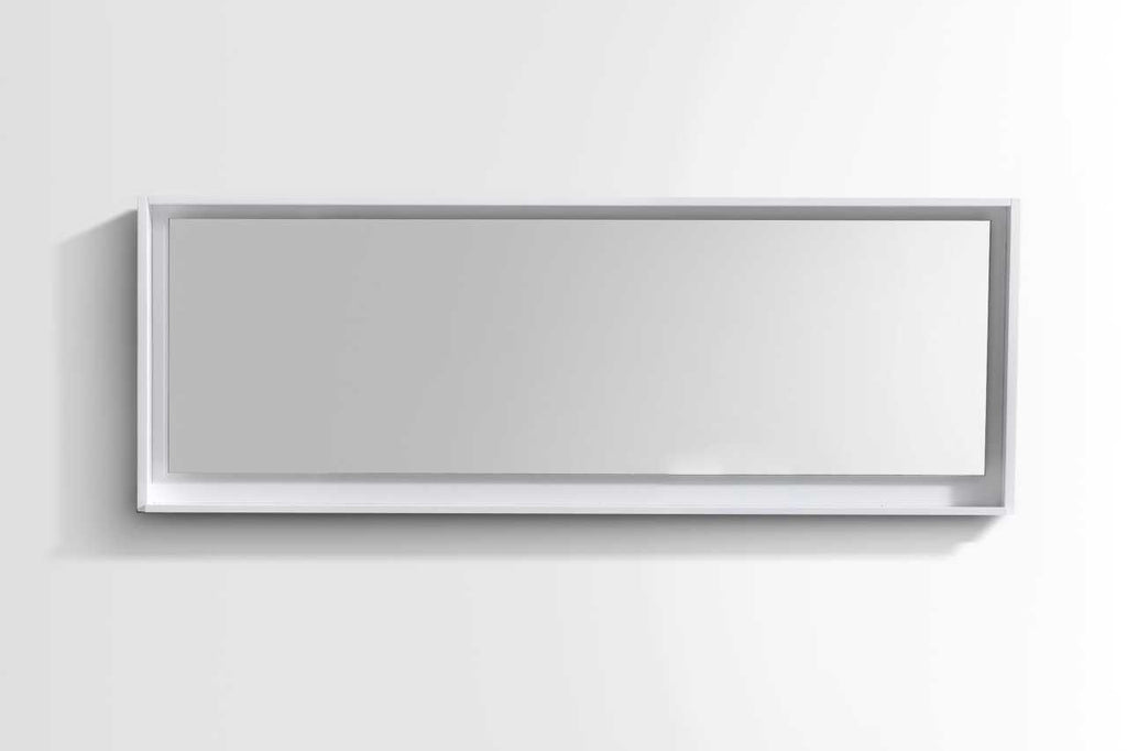 Bliss 80″ Framed Mirror With Shelve – Gloss White Finish | Gloss White Finish