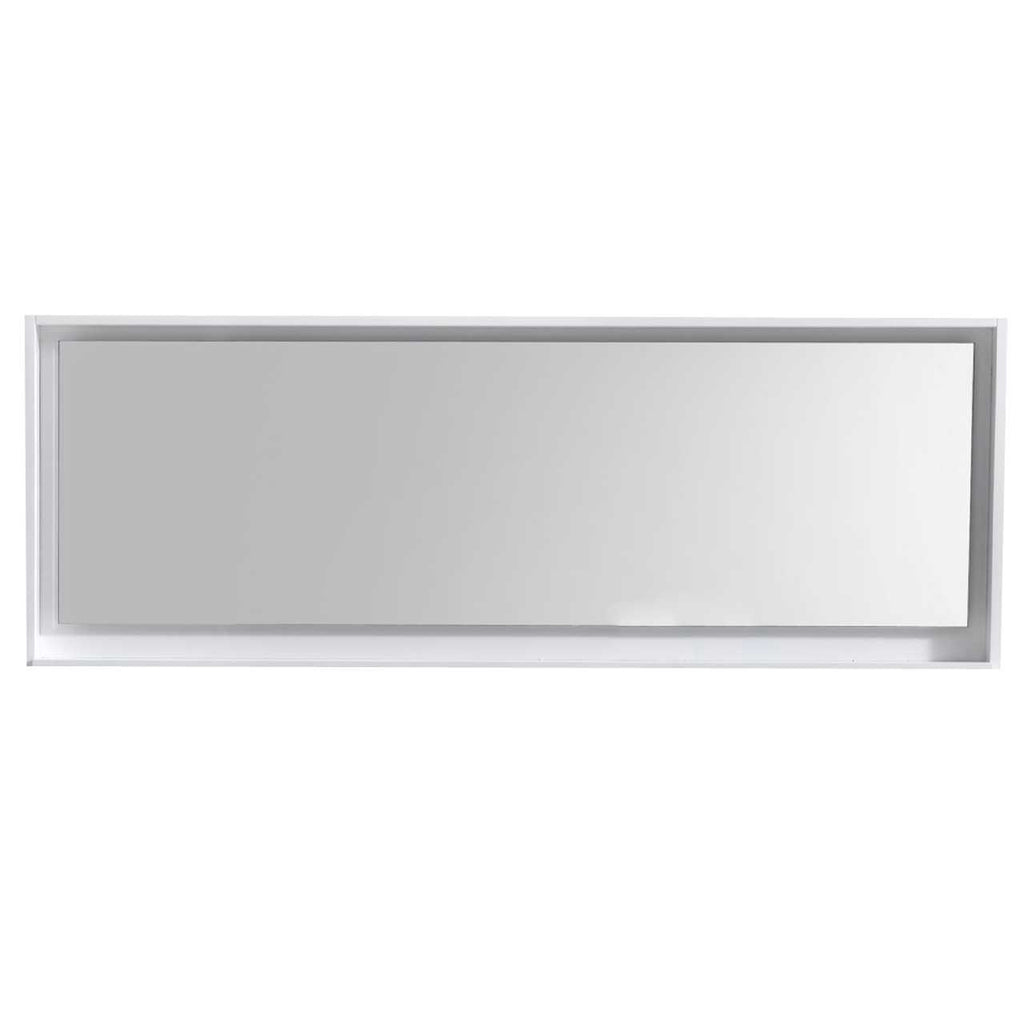 Bliss 80″ Framed Mirror With Shelve – Gloss White Finish | Gloss White Finish