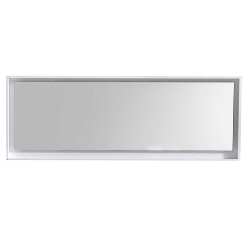 Bliss 80″ Framed Mirror With Shelve – Gloss White Finish | Gloss White Finish