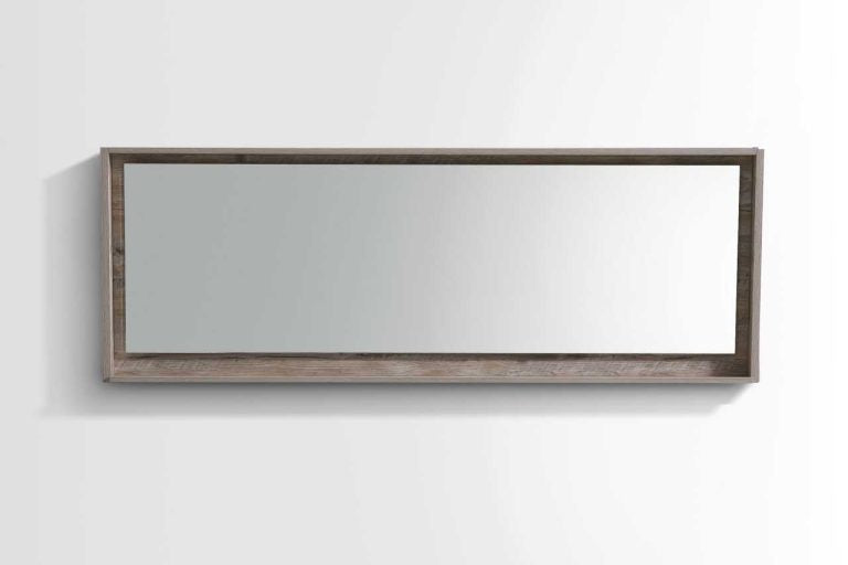 Bliss 80″ Framed Mirror With Shelve – Black Wood Finish