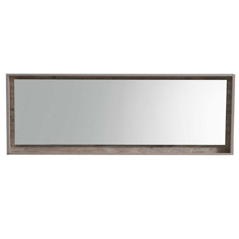 Bliss 80″ Framed Mirror With Shelve – Black Wood Finish