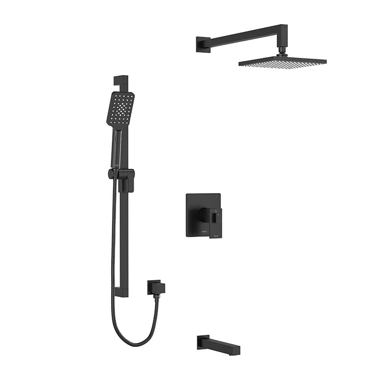Riobel Kubik 3-Way System with Hand Shower Rail, Shower Head and Tub Spout