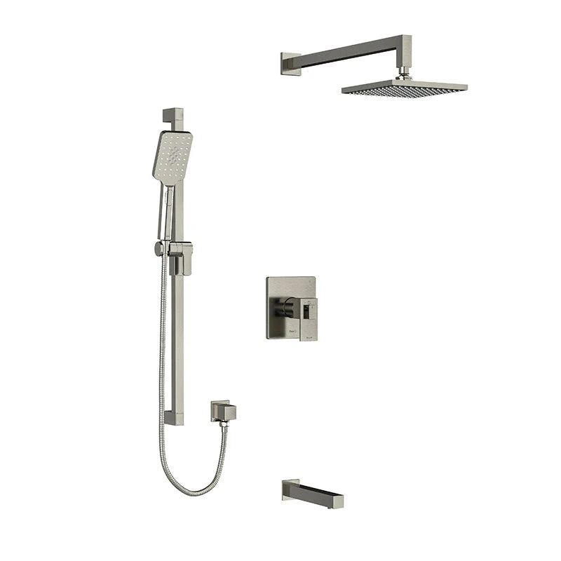 Riobel Kubik 3-Way System with Hand Shower Rail, Shower Head and Tub Spout