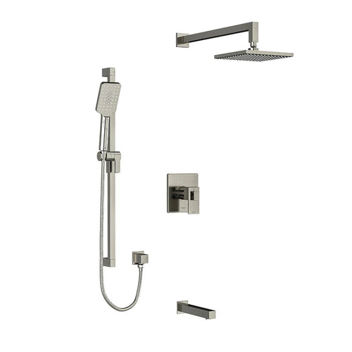 Riobel Kubik 3-Way System with Hand Shower Rail, Shower Head and Tub Spout