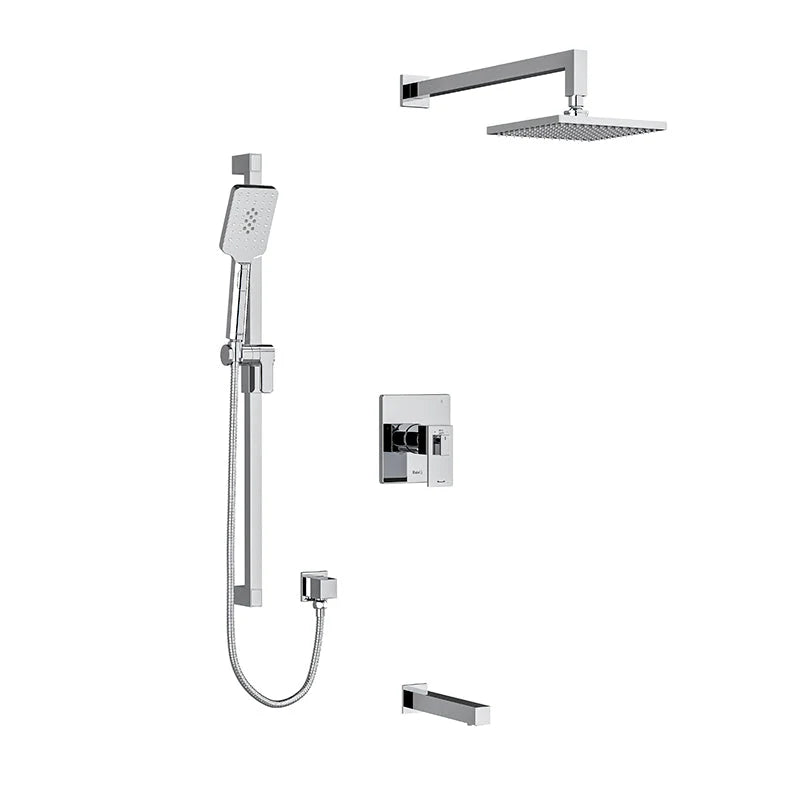 Riobel Kubik 3-Way System with Hand Shower Rail, Shower Head and Tub Spout
