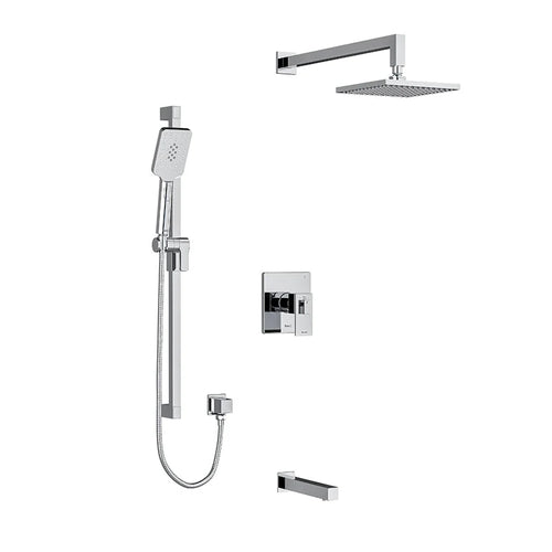Riobel Kubik 3-Way System with Hand Shower Rail, Shower Head and Tub Spout