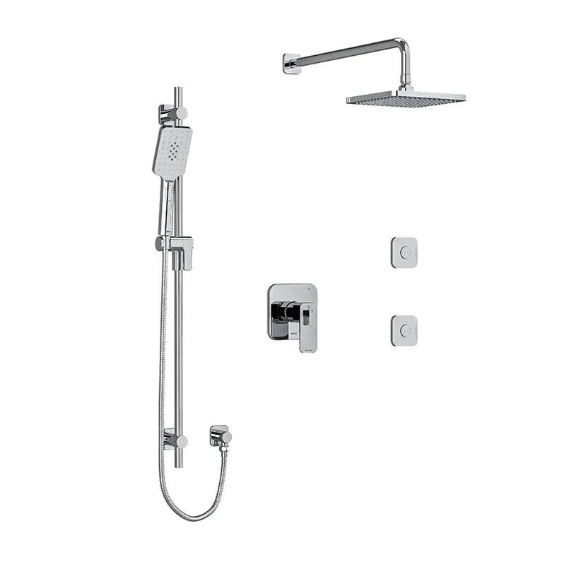Riobel Equinox 3-Way System, Hand Shower Rail, Elbow Supply, Shower Head and 2 Body Jets