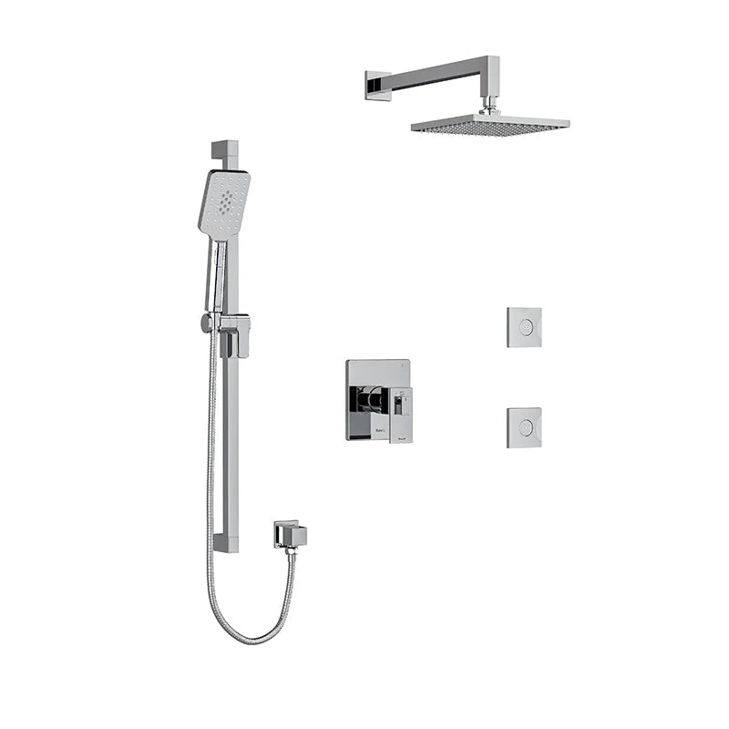 Riobel Kubik 3-Way System, Hand Shower Rail, Elbow Supply, Shower Head and 2 Body Jets