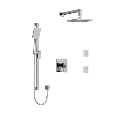 Riobel Kubik 3-Way System, Hand Shower Rail, Elbow Supply, Shower Head and 2 Body Jets