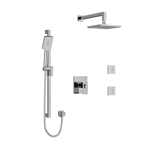 Riobel Kubik 3-Way System, Hand Shower Rail, Elbow Supply, Shower Head and 2 Body Jets