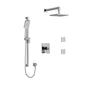 Riobel Kubik 3-Way System, Hand Shower Rail, Elbow Supply, Shower Head and 2 Body Jets