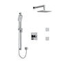 Riobel Kubik 3-Way System, Hand Shower Rail, Elbow Supply, Shower Head and 2 Body Jets