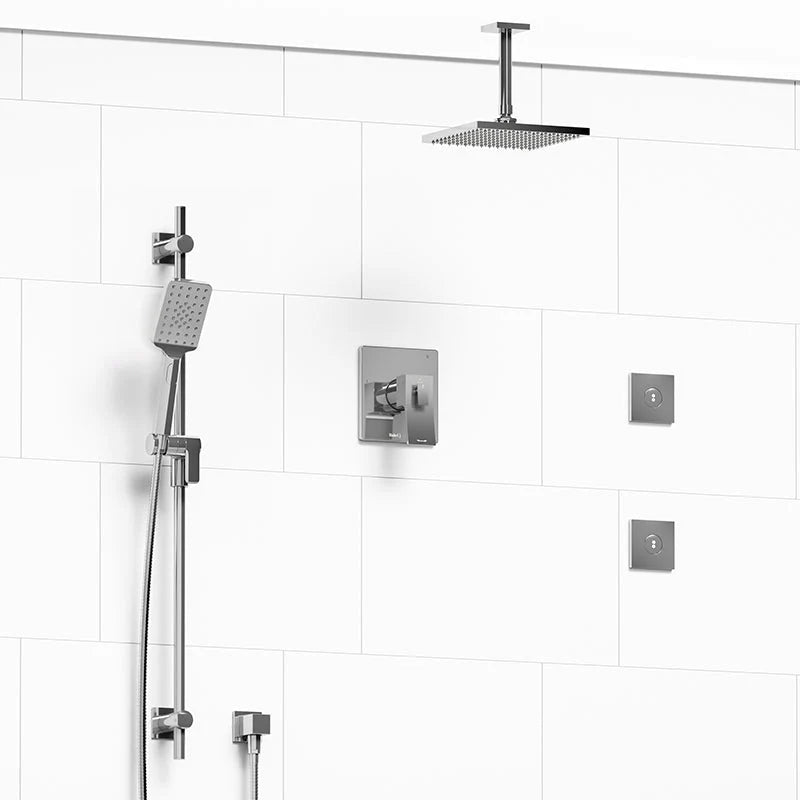 Riobel Zendo 3-Way System, Hand Shower Rail, Elbow Supply, Shower Head and 2 Body Jets