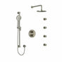 Riobel Edge Double Coaxial System with Hand Shower Rail, 4 Body Jets and Shower Head