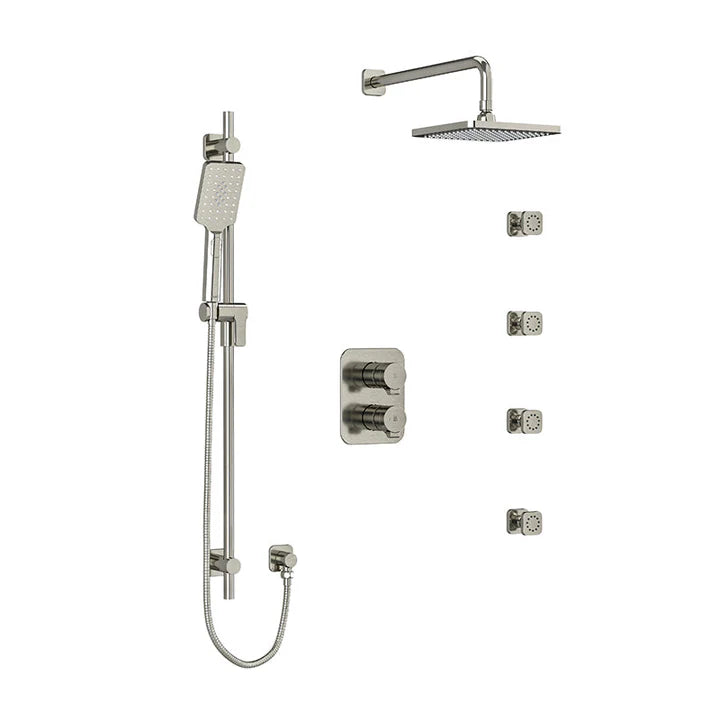 Riobel Equinox System with Hand Shower Rail, 4 Body Jets and Shower Head