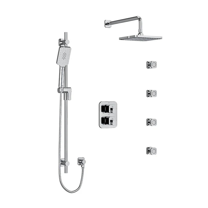 Riobel Equinox System with Hand Shower Rail, 4 Body Jets and Shower Head