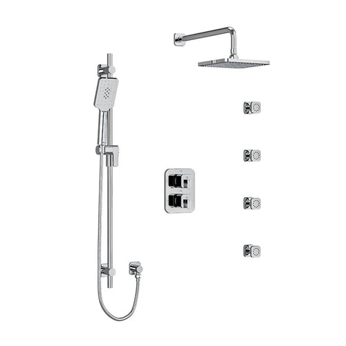 Riobel Equinox System with Hand Shower Rail, 4 Body Jets and Shower Head