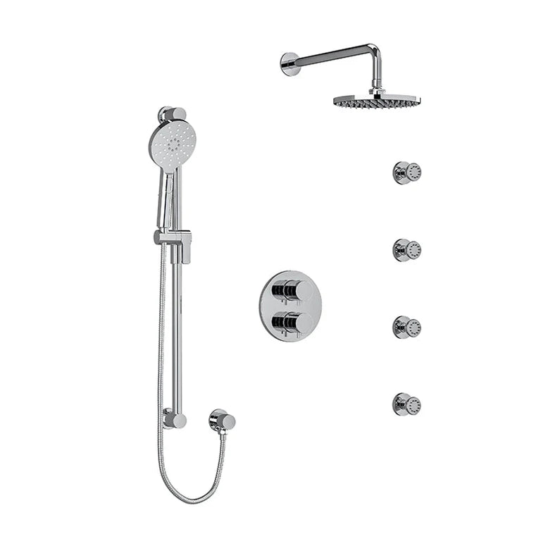 Riobel Riu Double Coaxial System with Hand Shower Rail, 4 Body Jets and Shower Head
