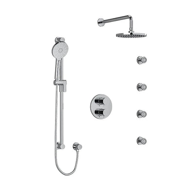 Riobel Riu Double Coaxial System with Hand Shower Rail, 4 Body Jets and Shower Head
