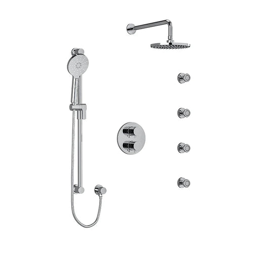 Riobel Riu Double Coaxial System with Hand Shower Rail, 4 Body Jets and Shower Head