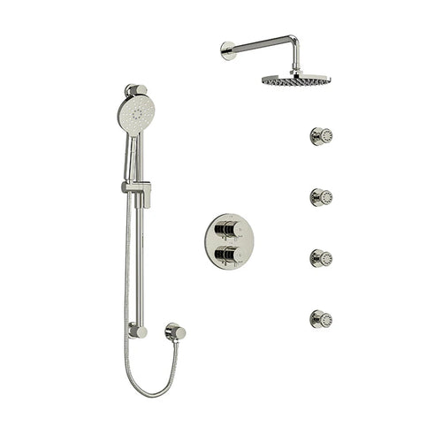 Riobel Riu Double Coaxial System with Hand Shower Rail, 4 Body Jets and Shower Head
