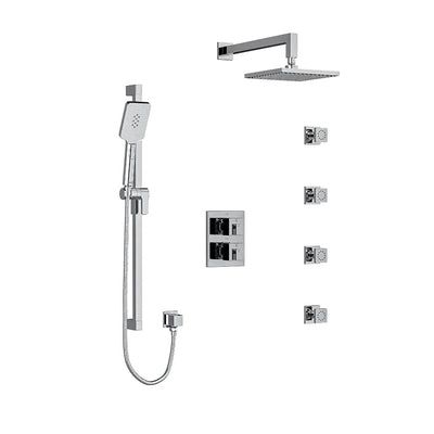 Riobel Kubik System with Hand Shower Rail, 4 Body Jets and Shower Head