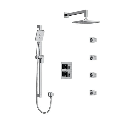 Riobel Kubik System with Hand Shower Rail, 4 Body Jets and Shower Head