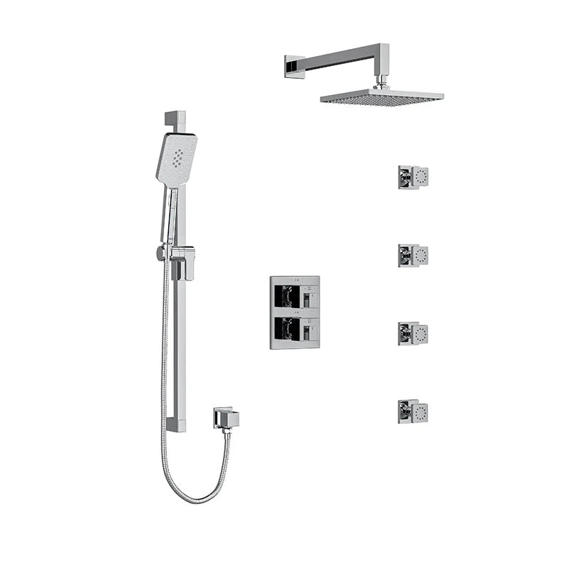 Riobel Kubik System with Hand Shower Rail, 4 Body Jets and Shower Head