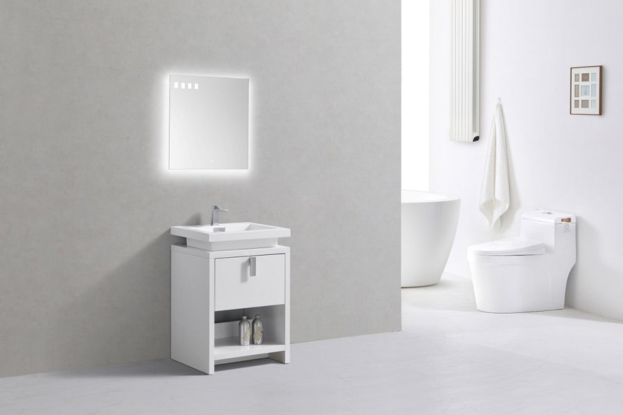 Levi 24" Modern Bathroom Vanity with Cubby Hole