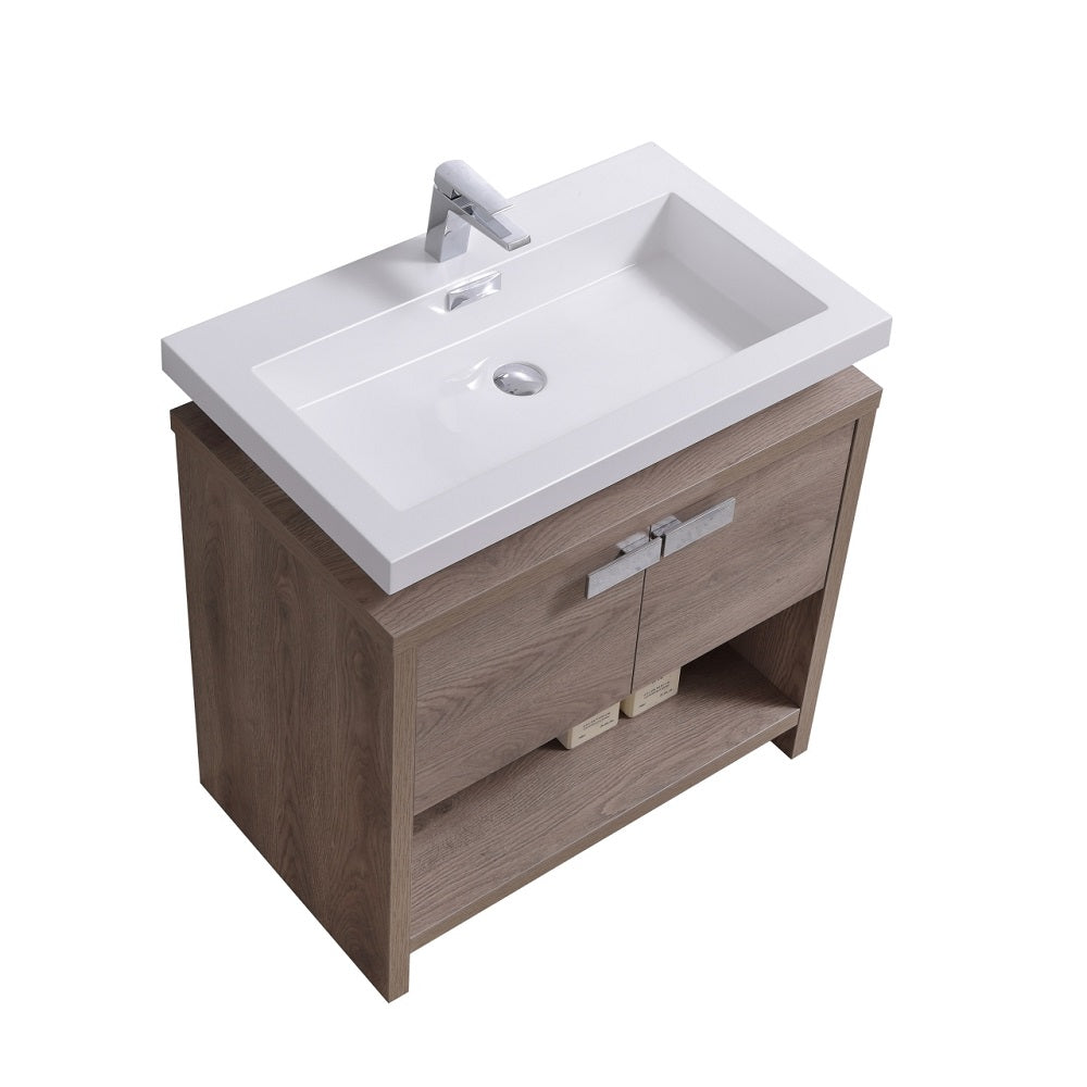 Levi 30" Modern Bathroom Vanity with Cubby Hole