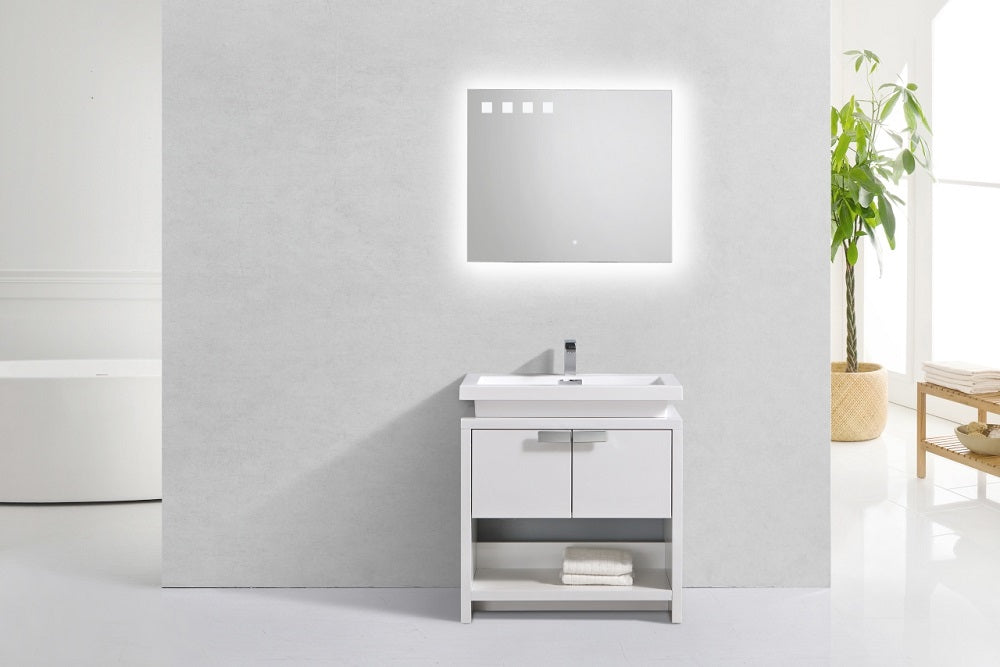 Levi 32" Modern Bathroom Vanity with Cubby Hole